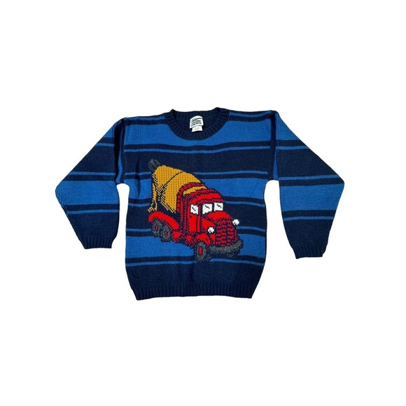 Vintage Ground Control Boy’s Sz 5/6 M Cement Truck Theme Pull Over Sweater NWOT - Picture 1 of 5